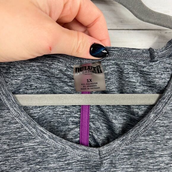 Duluth Trading Grey Heather Pocket Front Long Sleeve Top - Picture 4 of 4